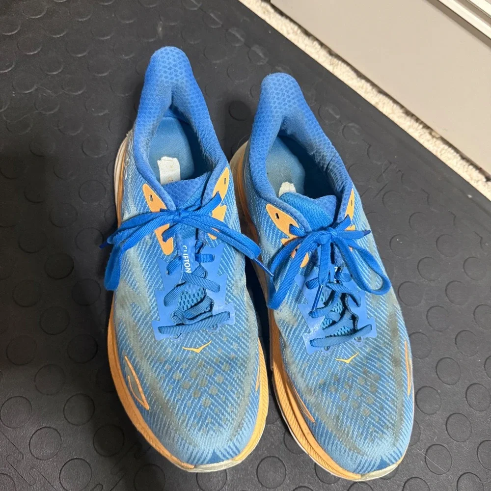 Hoka One One Clifton 9 Mens Running Shoes Blue Orange Size 10.5 D